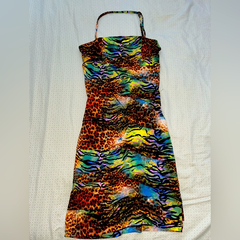 Cheetah zebra colourful patterned mini dress